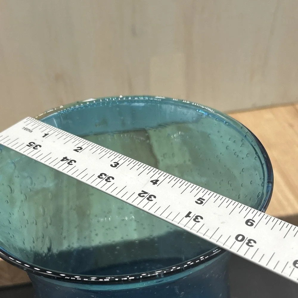 ZODAX Vase Aqua Bubble Art Glass Blue